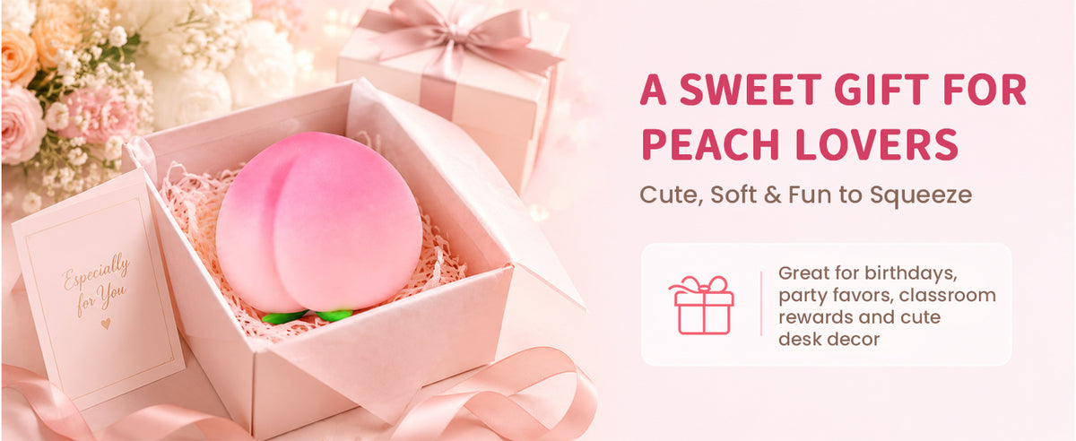 Peach Squishy, Jumbo Squeezy Fruit Stress Ball, Slow Rise Squishies, Soft Desk Decor (6 inch Peach)