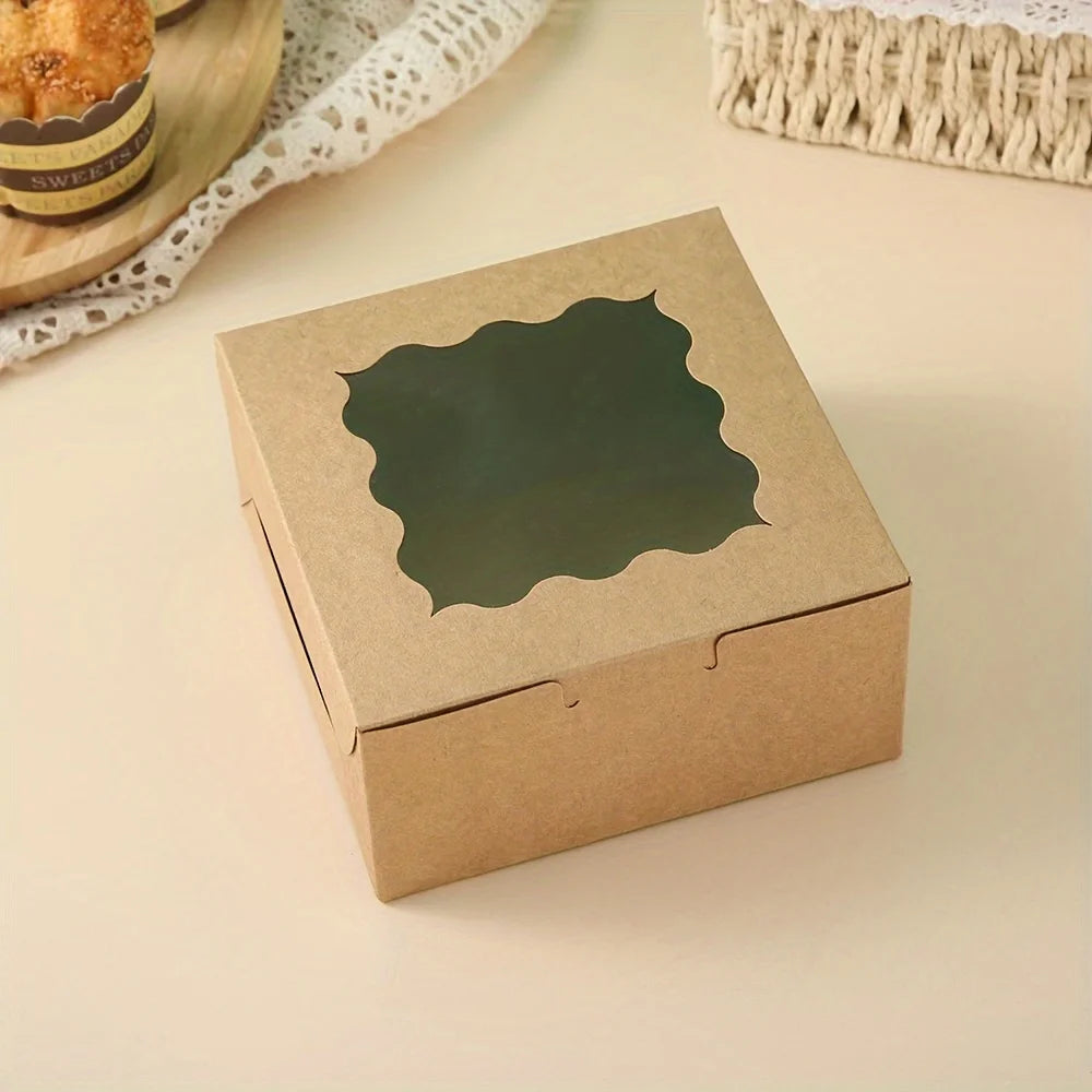10-Pack Gift Boxes with Windows – Suitable for Cupcakes, Donuts, Treats, and Candy – Sturdy Paper Boxes for Pastries and Cookies