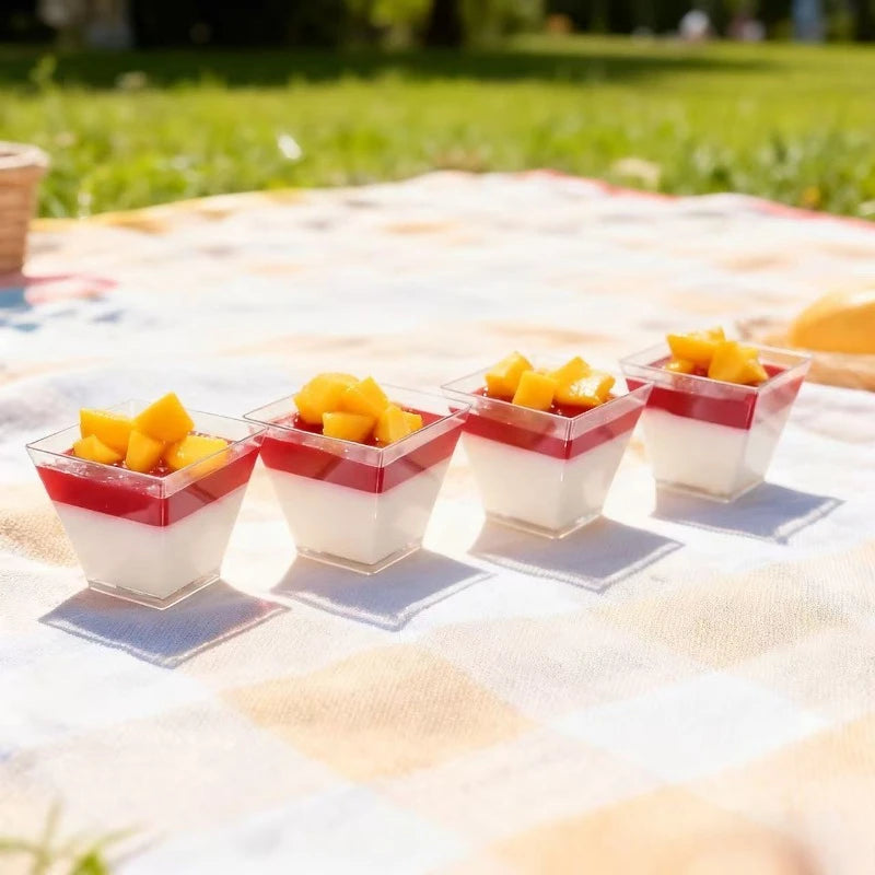 50/100PCS 2OZ Disposable Trapezoidal Dessert Cup Transparent Plastic Trapezoidal Cup Ice Cream Dessert Container Party Wedding