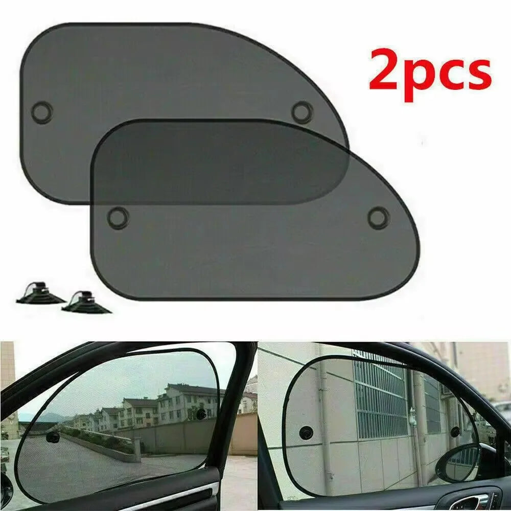 2pc Car Window Sunshade Cover Sun UV Protection Auto Front Rear Black Window Curtain Side Glass Mesh Sunshades Accessories