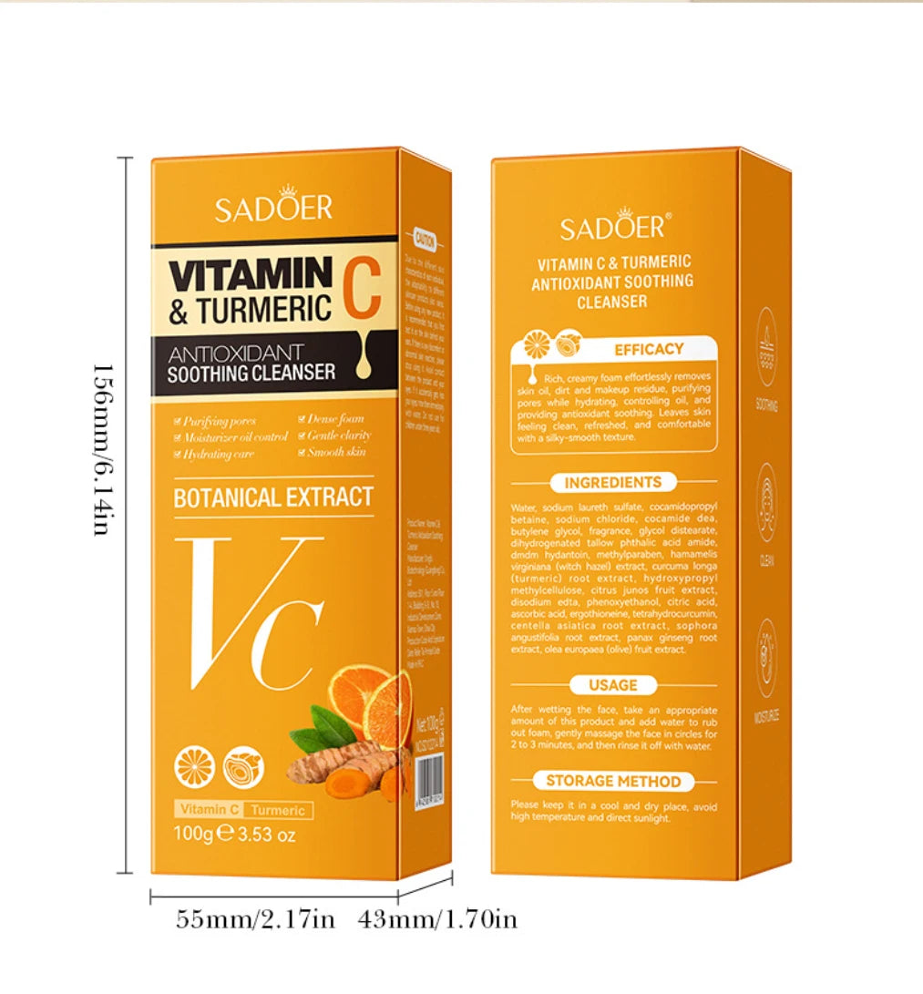 Vitamin C Turmeric Cleansing Milk Refreshing, Soothing and Moisturizing Skin Plant Extract Warm Moisturizing Cleansing Milk
