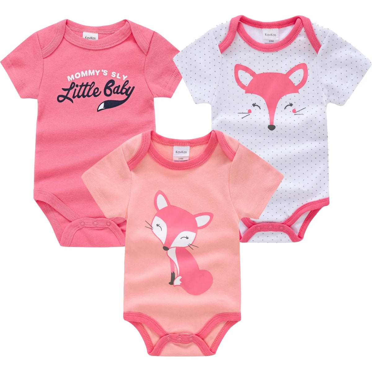 Kavkas 3 Pcs/lot Baby Boy Bodysuit 100% Cotton Short Sleeve Newborn Girls Clothes Summer Infant Clothing