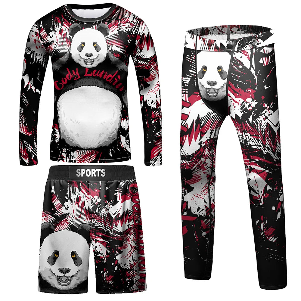 Compression Jersey MMA BJJ Fashion Boys Sets Baby Girl Clothing Set Kids Shorts Sports Bear Sweatshirt Pants 4Pcs Suits Outfits