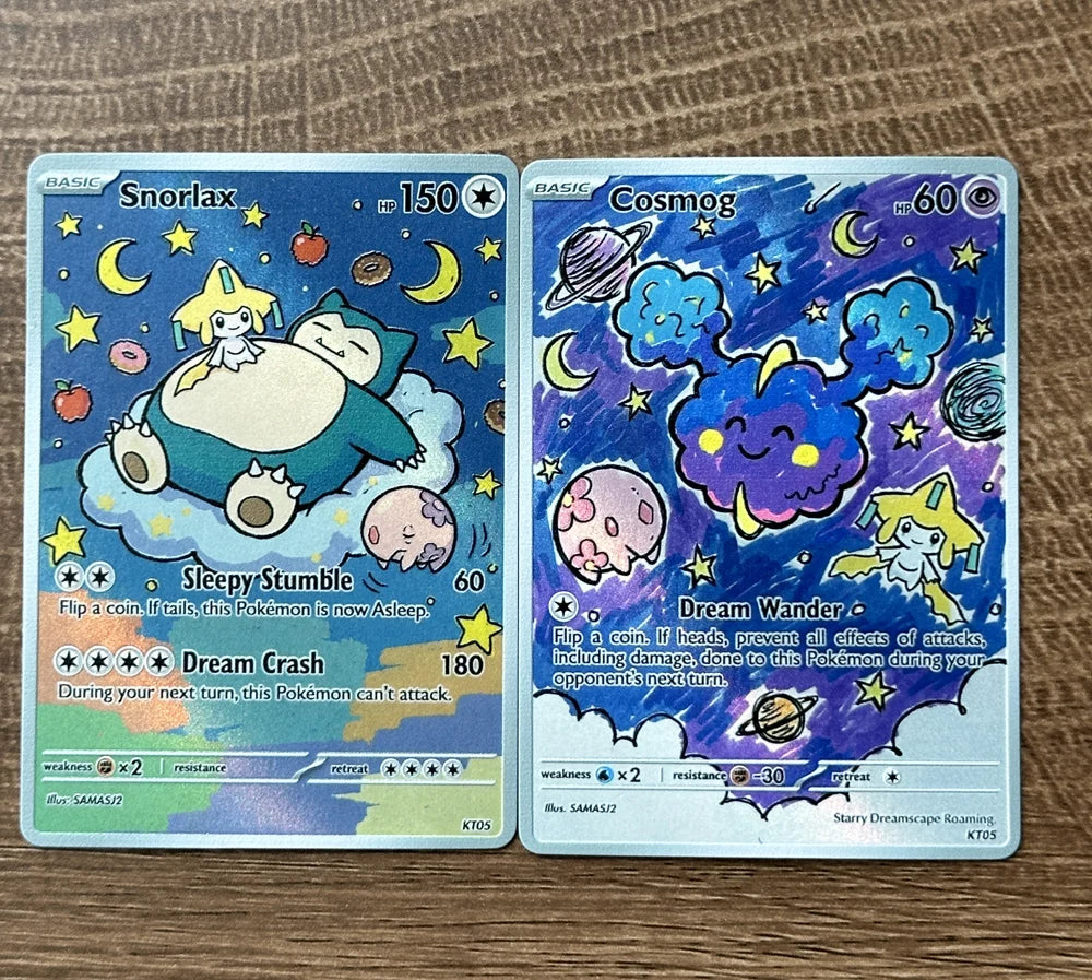 5Pcs TCG Collection Cards Jirachi Snorlax Cosmog Musharna Starry Dreamscape Roaming Style Collection 5Pcs Game Cards Gift