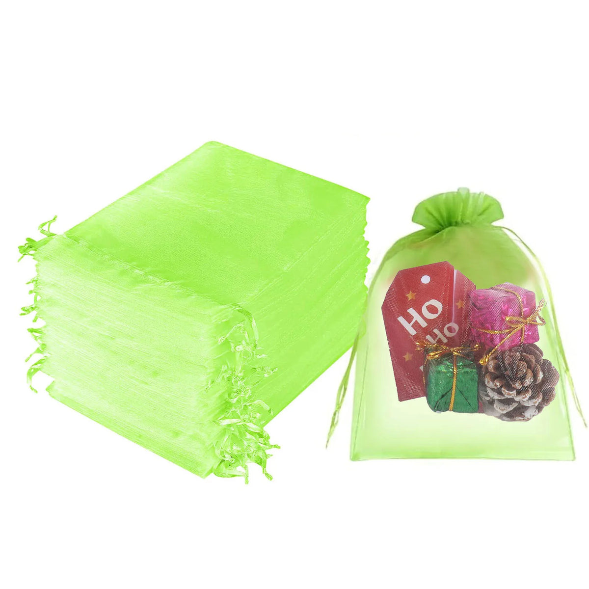 100pcs Organza Christmas Gift Bags Drawstring Jewelry Packing For Candy Jewelry Bag Packing Wedding Gift Bags Organza Bag