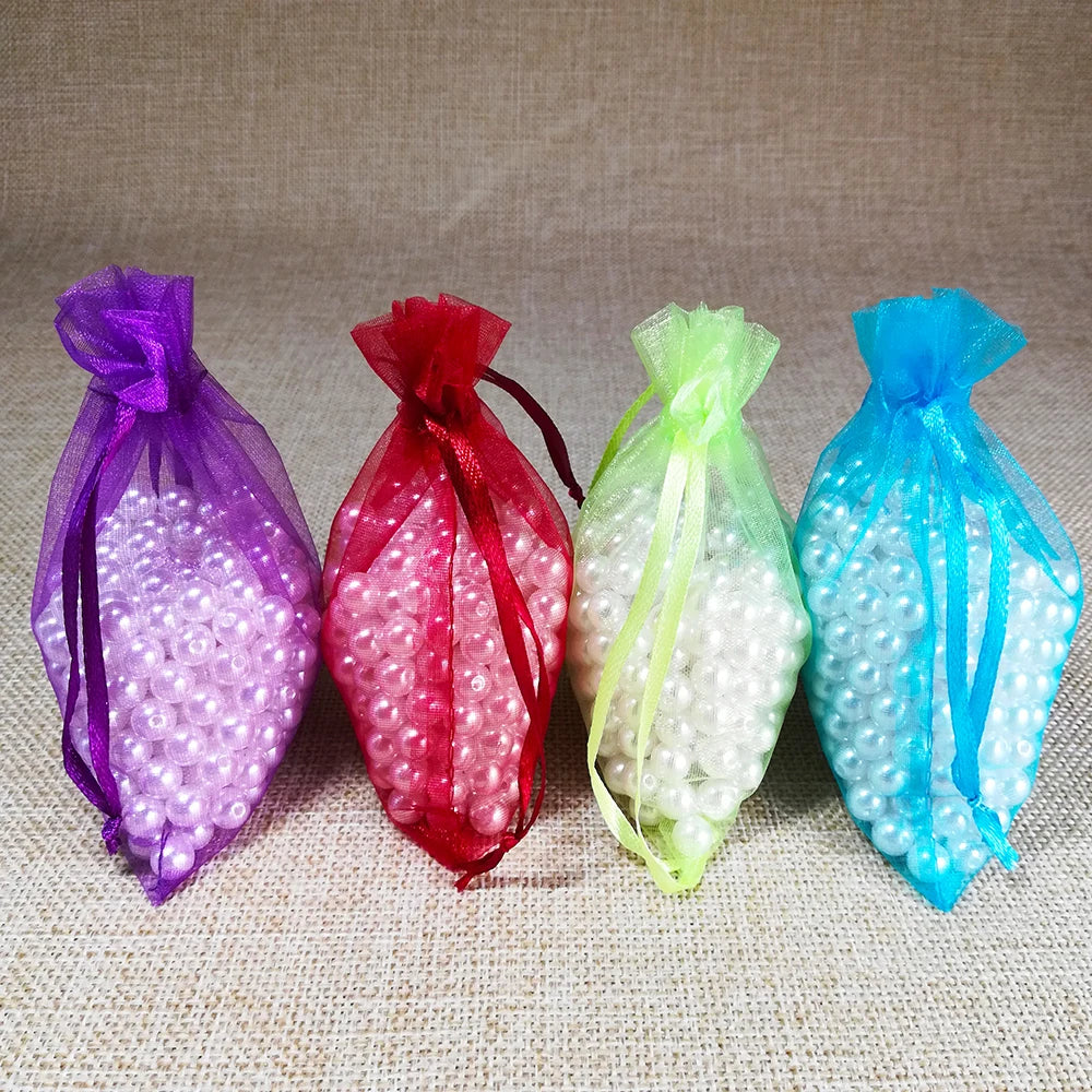 100pcs/lot 10x15 11x16 13x18 15x20cm Drawable Organza bag Wedding Christmas Gift Bags Jewelry Packaging Organza bags & Pouches
