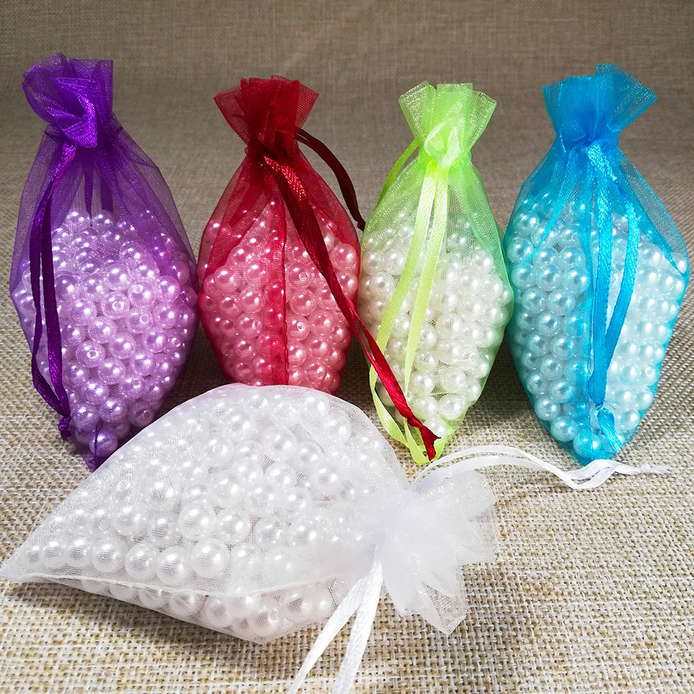 100pcs/lot 10x15 11x16 13x18 15x20cm Drawable Organza bag Wedding Christmas Gift Bags Jewelry Packaging Organza bags & Pouches