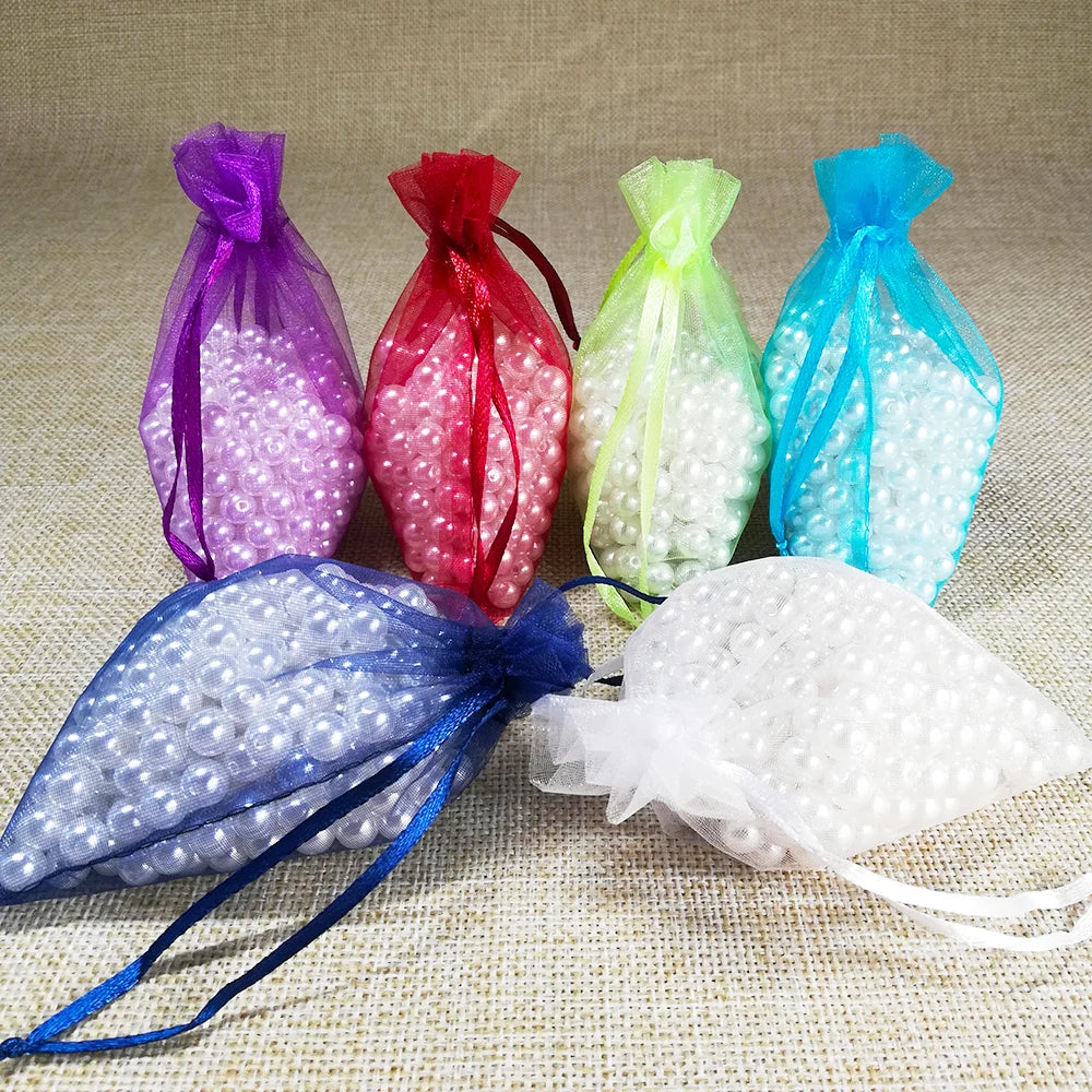 100pcs/lot 10x15 11x16 13x18 15x20cm Drawable Organza bag Wedding Christmas Gift Bags Jewelry Packaging Organza bags & Pouches