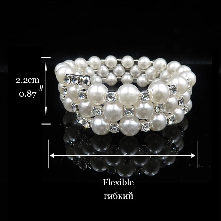 Wedding Bridal Jewelry Set String of Pearls Prom Silver Color Crystal Bracelet Necklace Earrings for Women jewellery sets