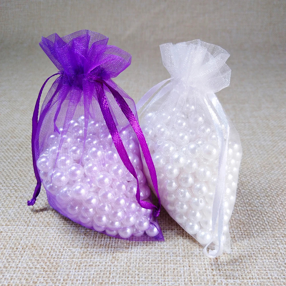 100pcs/lot 10x15 11x16 13x18 15x20cm Drawable Organza bag Wedding Christmas Gift Bags Jewelry Packaging Organza bags & Pouches