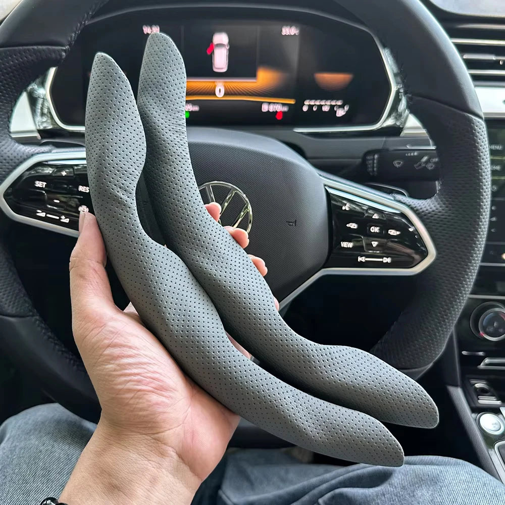 2PCS Carbon Fiber Silicone Car Steering Wheel Cover Custom Anti-skid Booster Cover Accessories 38cm Auto Deco Body Kit 2025