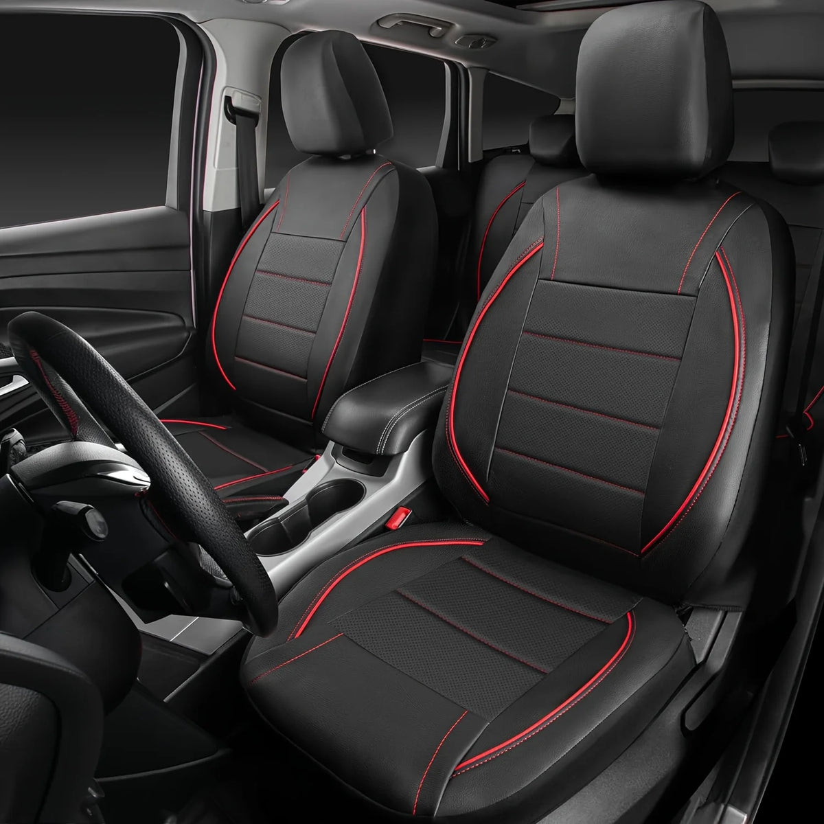 Universal Leather Car Seat Covers Simple Style Breathable  Full Set or Front Pair