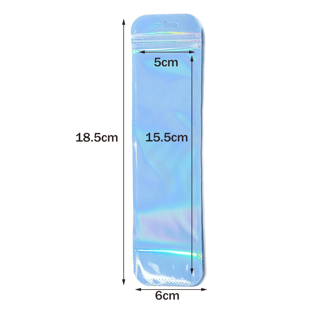 50pcs Holographic Zipper Small Jewelry Bag Pouch For Bead Earring Food Storage Small Business Entrepreneurship Packaging Display