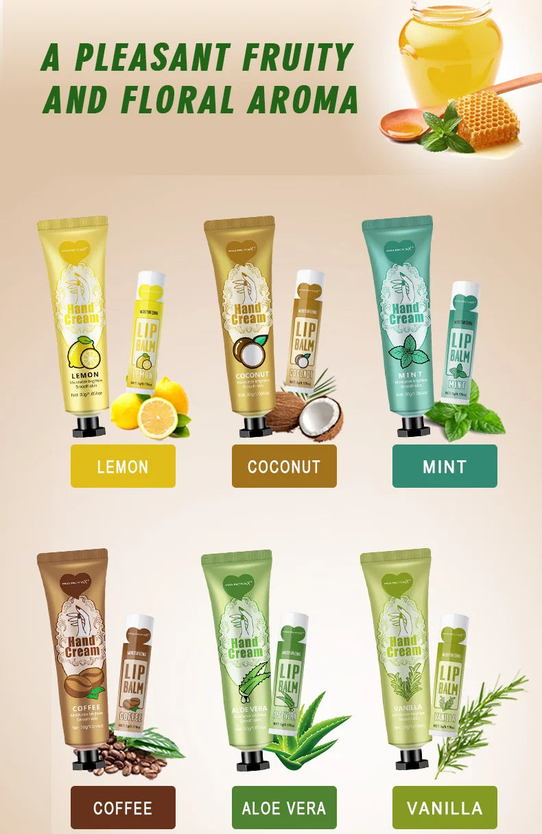 6 Sets/Box Wedding Companion Gift Set, Hand Cream Set Lip Balm Set, Love Thank You Card and Love Gauze Bag, Party Gift Distribut