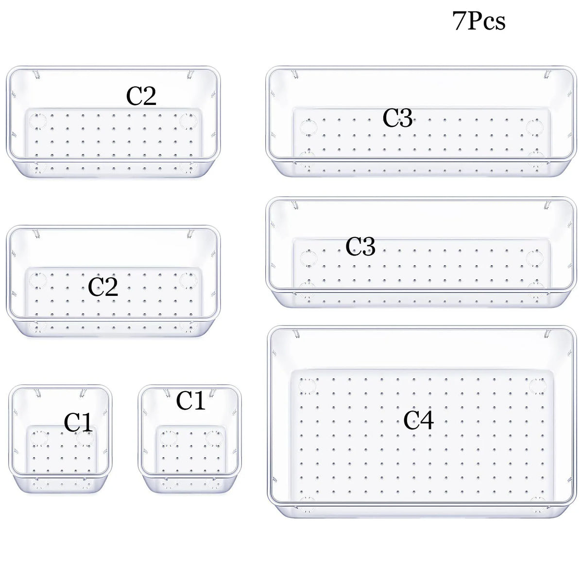 Drawer Organizers Clear Plastic Tub Containers for Bathroom Dressing Table Storage, Home Organization Makeup Kit