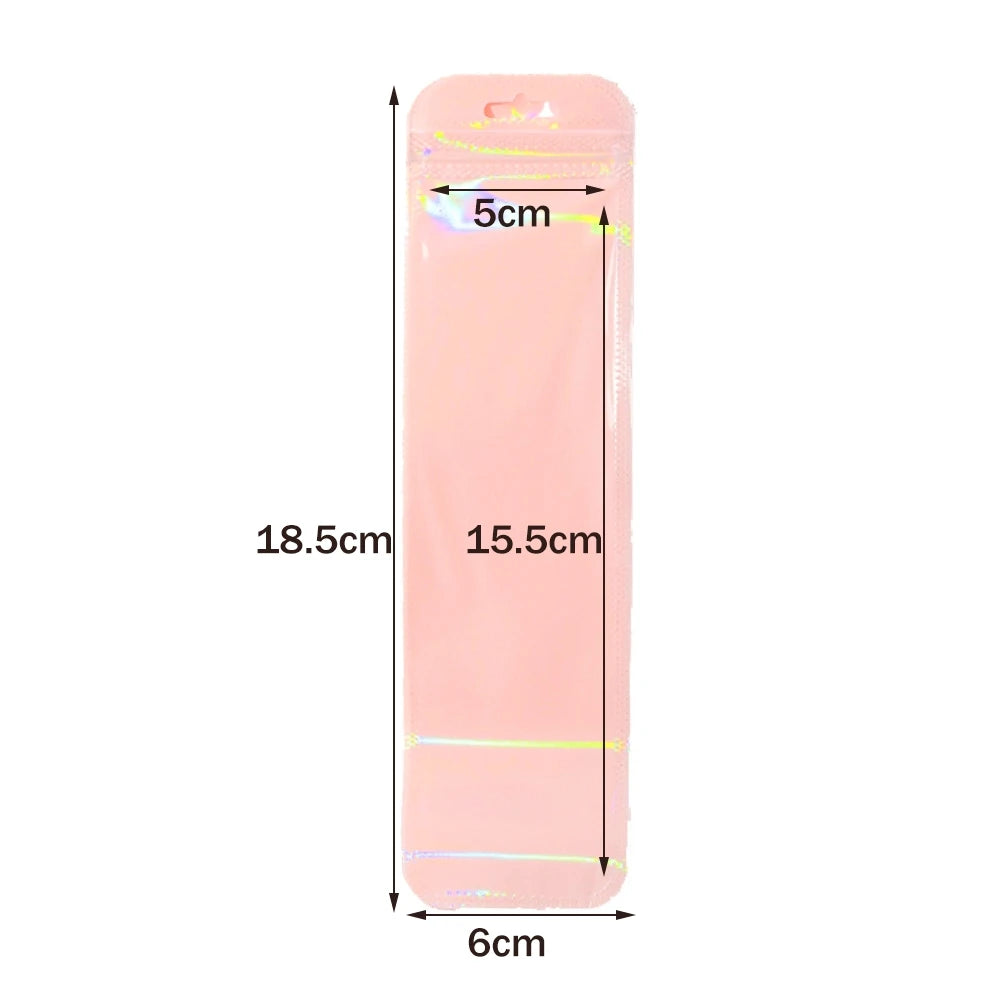 50pcs Holographic Zipper Small Jewelry Bag Pouch For Bead Earring Food Storage Small Business Entrepreneurship Packaging Display