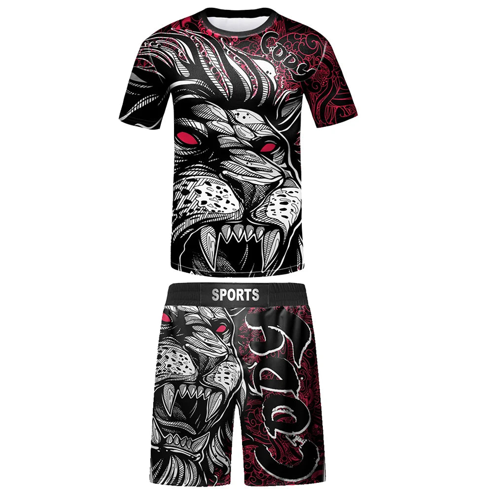 Compression Jersey MMA BJJ Fashion Boys Sets Baby Girl Clothing Set Kids Shorts Sports Bear Sweatshirt Pants 4Pcs Suits Outfits