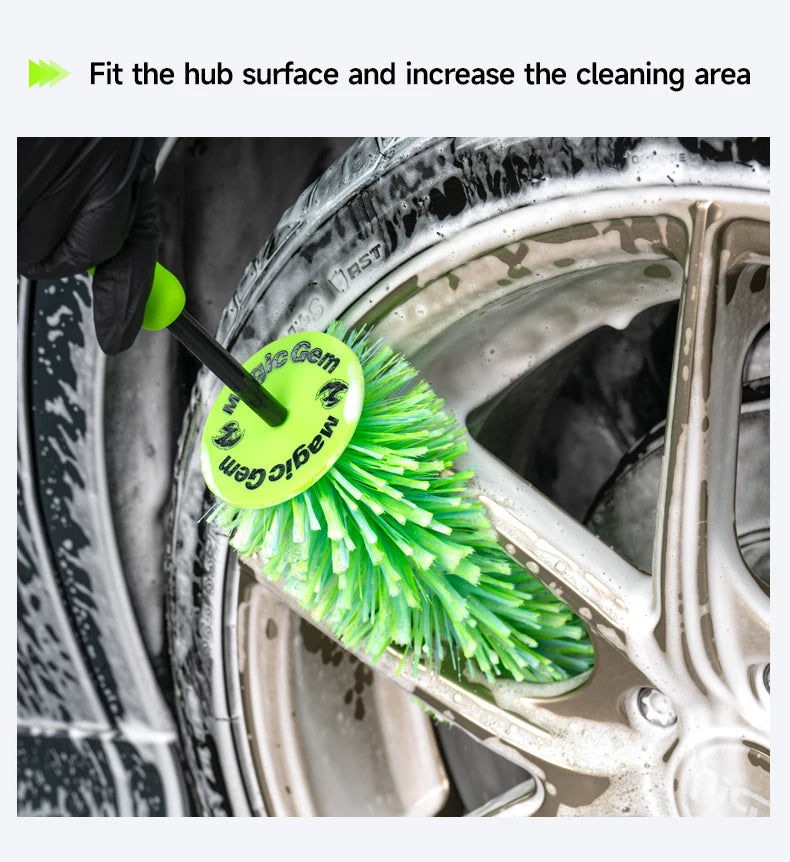 Magic Gem Car Wash Super Brush Plush Premium Wheels Brush Non-Slip Handle Easy To Cleaning Rims Spokes Wheel Barrel CarDetailing