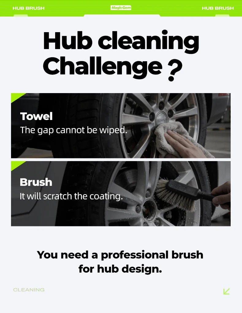 Magic Gem Car Wash Super Brush Plush Premium Wheels Brush Non-Slip Handle Easy To Cleaning Rims Spokes Wheel Barrel CarDetailing