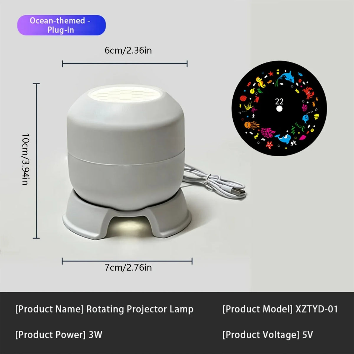 360° Rotating Galaxy Ocean Star Projector Night Light, Dynamic Projection Lamp, LED Ambient Light, Birthday Christmas Gift for K