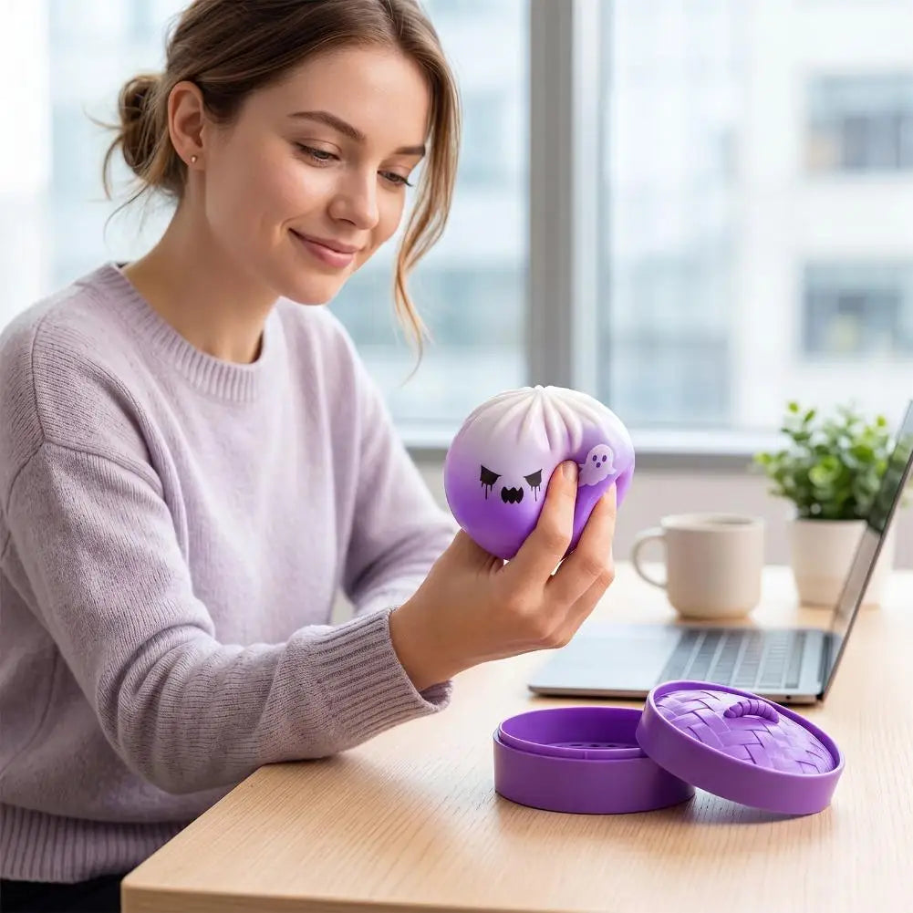 Halloween Dumpling Stress Toy Glitter Halloween Dumpling Pressure Dumpling Squishie Stress Relief Fidget Toy for Adults Gift