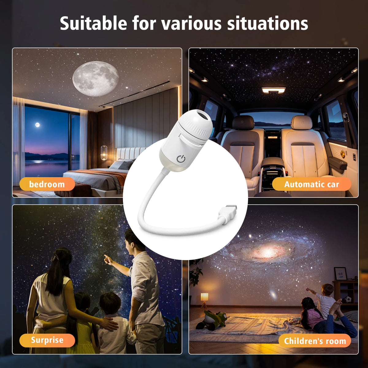 Mini Galaxy Star Projector 2 in 1 Night Light Home Background Atmosphere Light Bedroom Car Space Decor Party Children's Gift