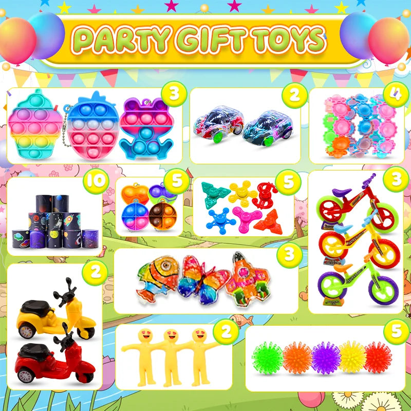 Kids Fidget Toys Party Favors Pack - Sensory Set Gifts with Stickers Goodie Bag Fillers Treasure Box Classroom Prizes for School