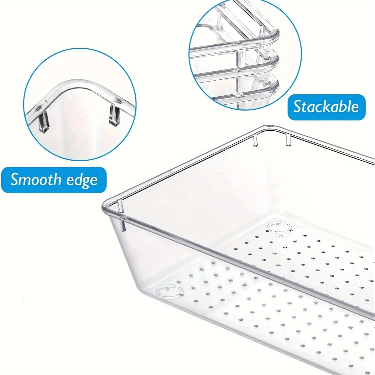Drawer Organizers Clear Plastic Tub Containers for Bathroom Dressing Table Storage, Home Organization Makeup Kit