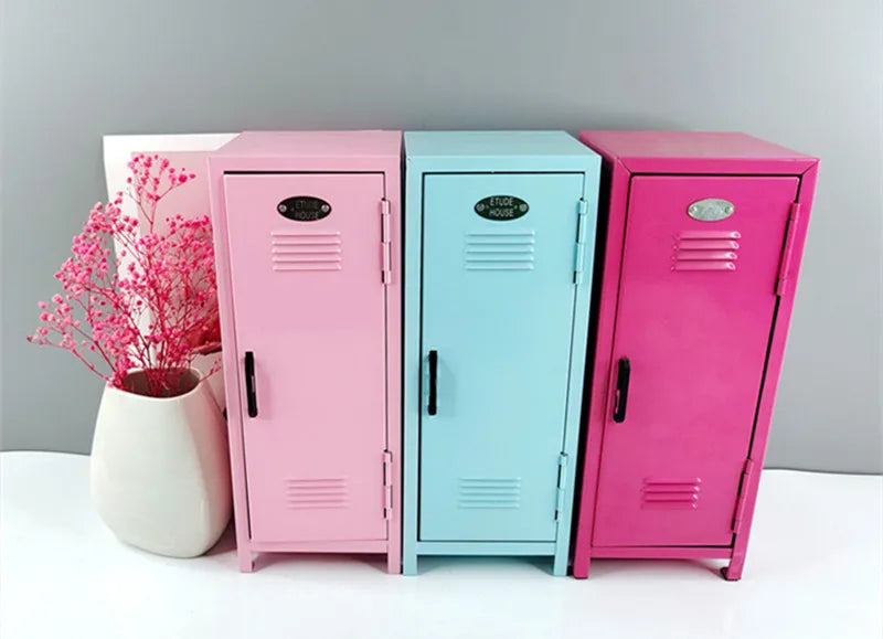 Iron Storage Box Dormitory Storage Cosmetics Paper Money Keys Bank Cards and Other Desktop Small Items Mini Locker Cabinet
