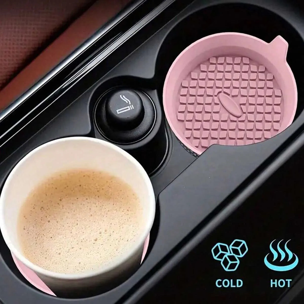 Car Coaster, Silicone Car Coaster - Universal Anti-Slip Recessed Car Interior Accessories - Car Cup Holder Plug-In Coaster