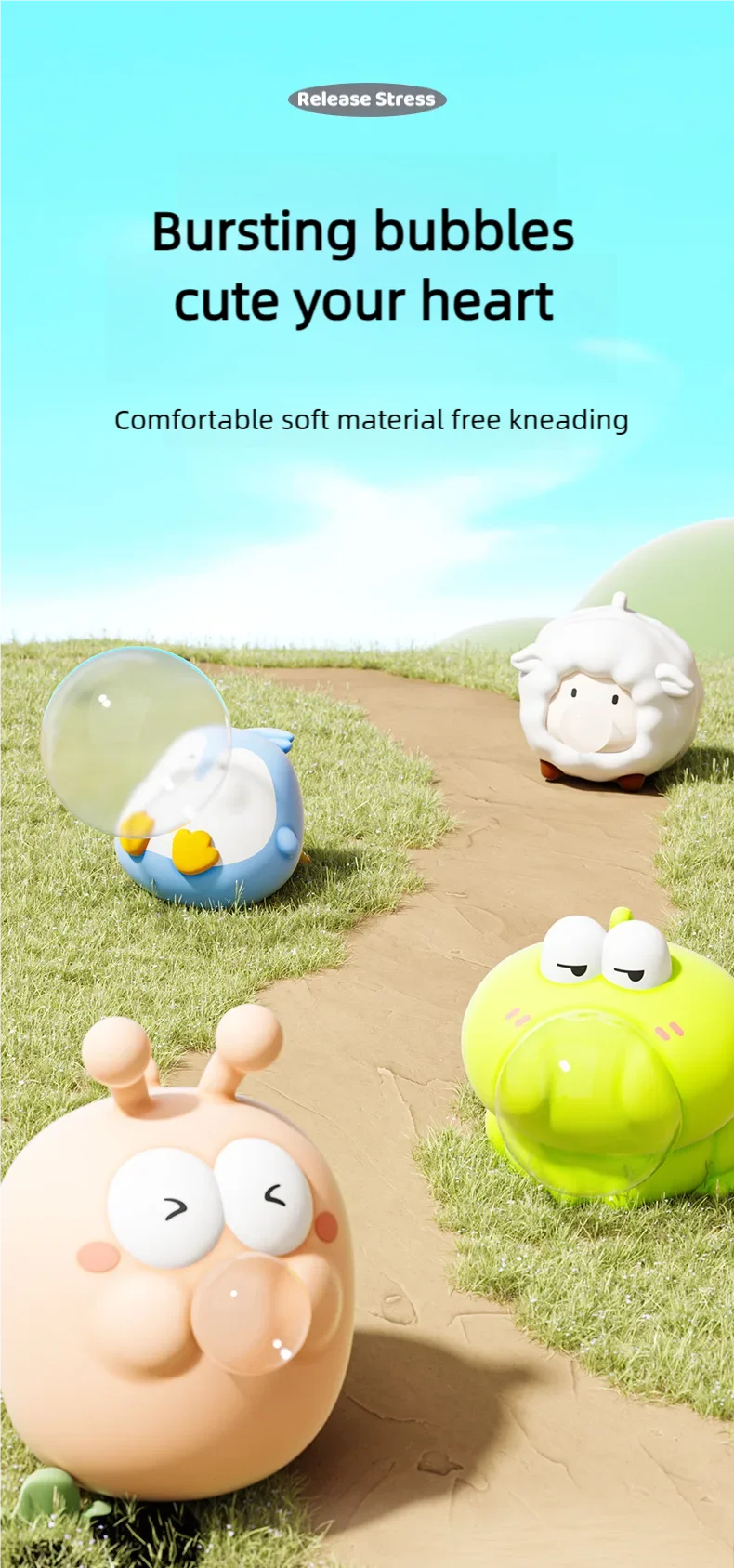 Cute Animal Spitting Bubbles Squish Squeeze Toy Anxiety Stress Relief Sensory Antistress Toys For Adults Birthday Christmas Gift