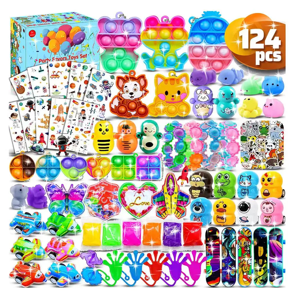 Kids Fidget Toys Party Favors Pack - Sensory Set Gifts with Stickers Goodie Bag Fillers Treasure Box Classroom Prizes for School