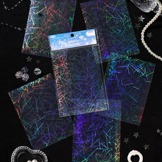 6sheets Neon Cosmos Series Ins Laser Flash Film PET Sticker DIY Scrapbooking Decorative Aesthetic Stationery Sticker