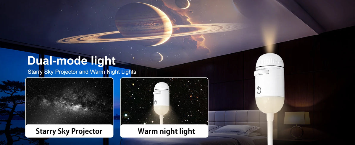 Mini Galaxy Star Projector 2 in 1 Night Light Home Background Atmosphere Light Bedroom Car Space Decor Party Children's Gift