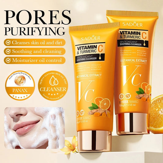 Vitamin C Turmeric Cleansing Milk Refreshing,  Soothing and Moisturizing Skin Plant Extract Warm Moisturizing Cleansing Milk