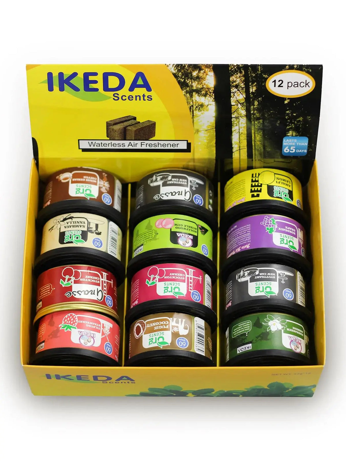 Car Air Freshener: 12 Kinds Scent | Organic Cans | Odor Eliminator Essential | Long-Lasting | Strong Fragrance | For Home