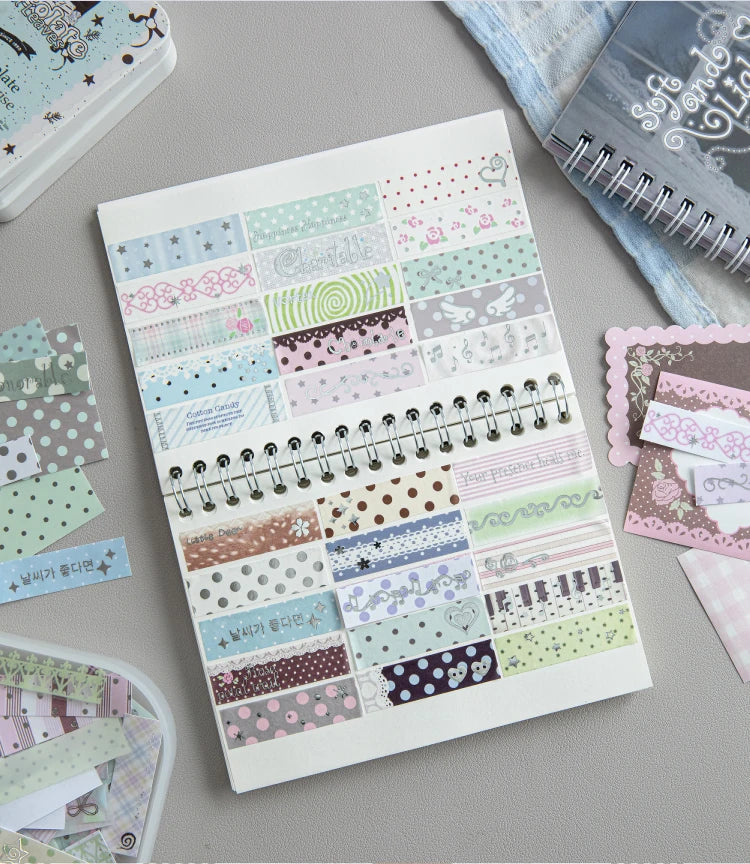40pcs Plain Island Series Kawaii Basic Versatile Dual Material Hot Silver Stickers DIY Scrapbook Aesthetic Stationery Stickers