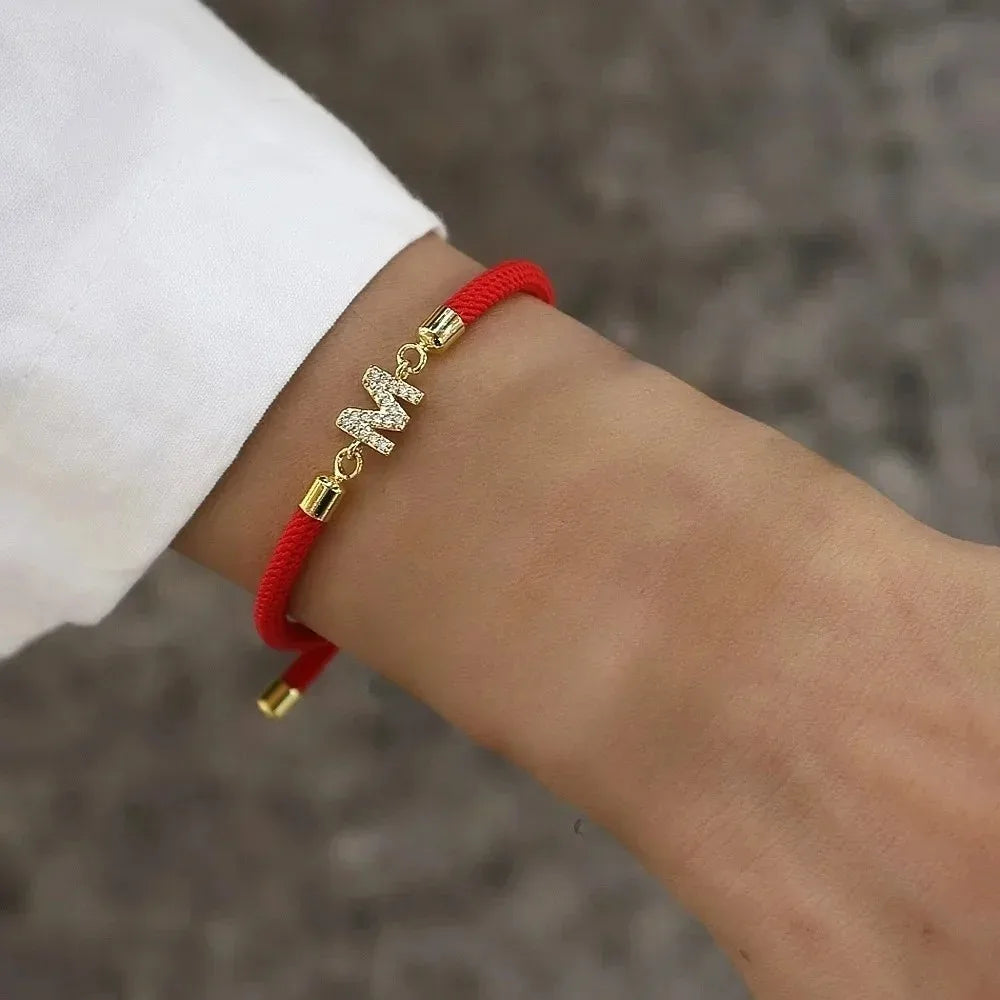 Fashion Initial Letter Charm Bracelet for Women Classic Letter A-Z Adjustable Rope Bracelet Daily Jewelry Accessories Party Gift