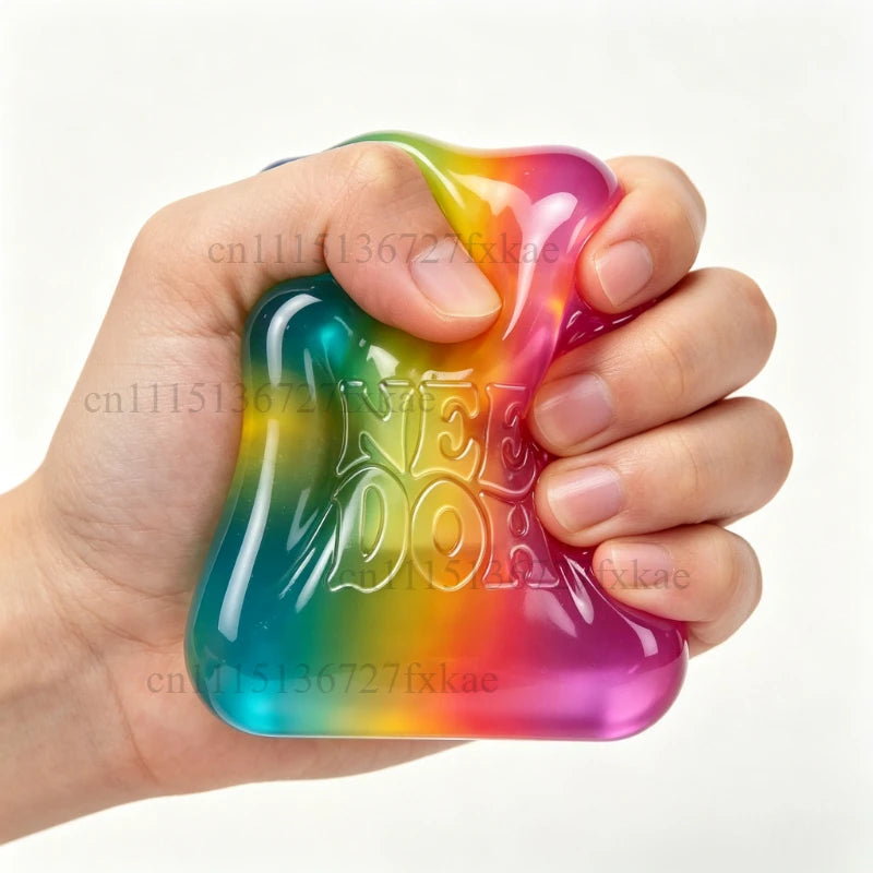 Schylling Nee Doh Nice Cube Rainbow Squishy Sensory Fidget Toy Super Solid Squish Stress Relief Squeeze Toy Birthday Decor Gift