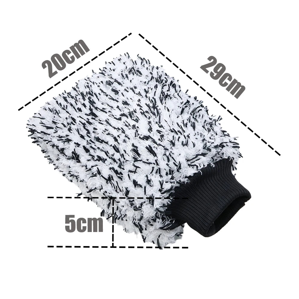 AUTOBRIGHT Car Wash Mitt Snow Microfiber Cleaning Polishing Wash Gloves Extra Thick Black Double Side Auto Car Cleaning Tools