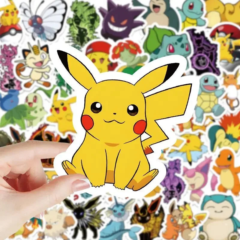 100pcs Kawaii Anime Pokemon Stickers Cute Pikachu Eevee Cartoon Decals Laptop Scrapbook Phone Classic Kids Sticker Toy