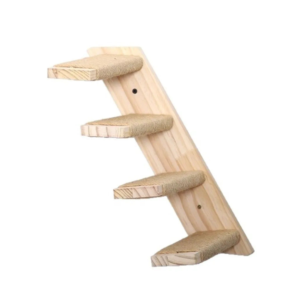 1pc/4pcs Wooden Cat Climbing Shelves Pet Stairs Toy Sisal Cover Cat Scratcher Furniture Wall Mounted Cat Wall Shelves Home Decor
