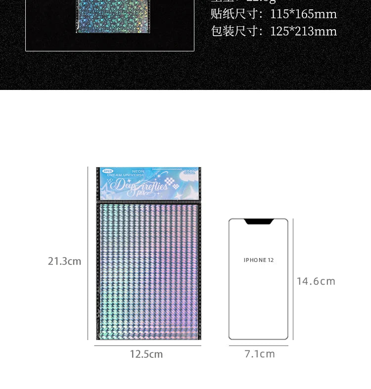 6sheets Neon Cosmos Series Ins Laser Flash Film PET Sticker DIY Scrapbooking Decorative Aesthetic Stationery Sticker