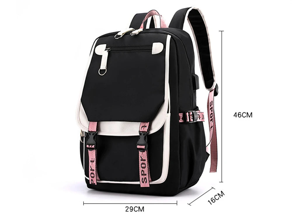 Fashion Women Men Rucksack Travel Bag Mochila Backpacks Teenager USB Charging Laptop Backpack
