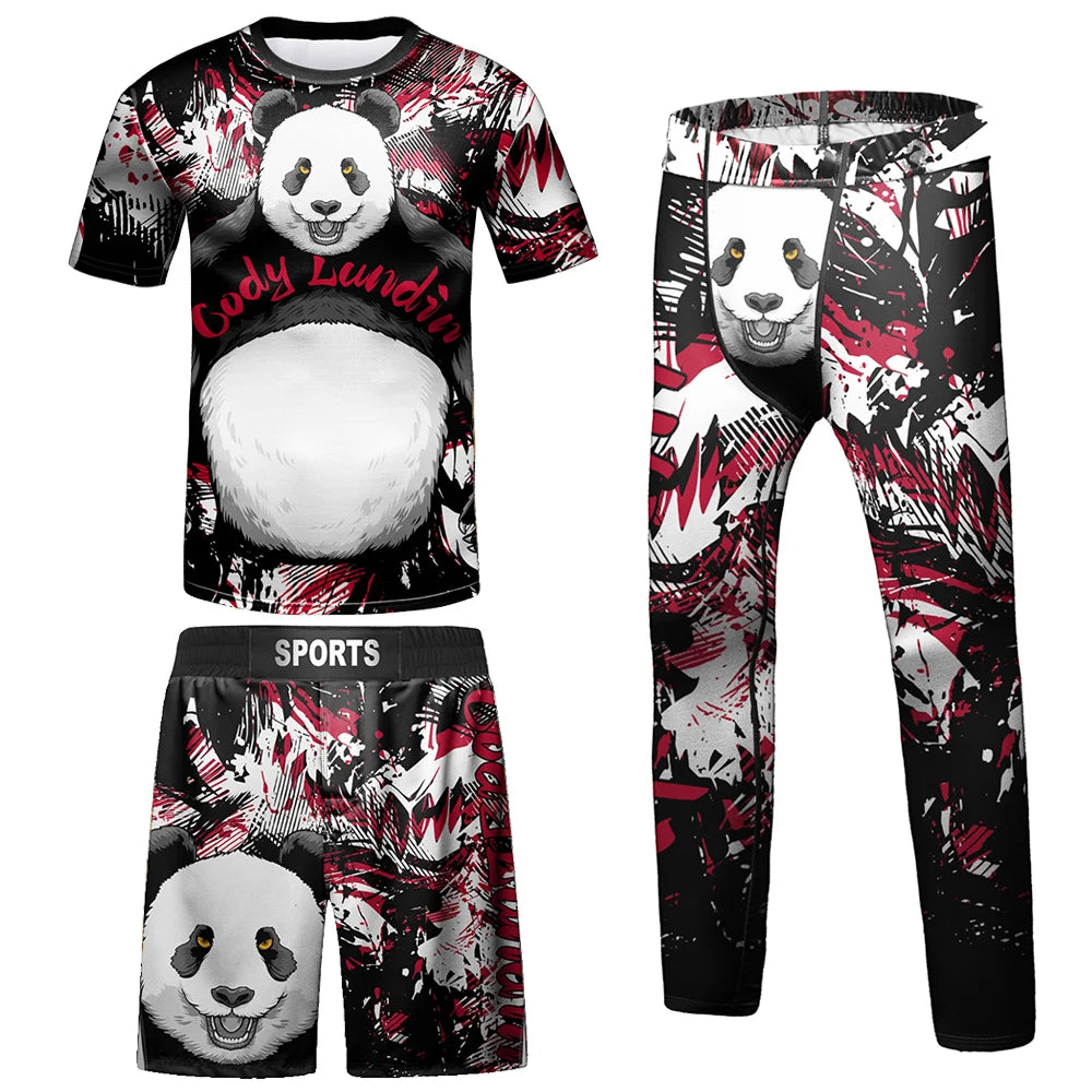 Compression Jersey MMA BJJ Fashion Boys Sets Baby Girl Clothing Set Kids Shorts Sports Bear Sweatshirt Pants 4Pcs Suits Outfits