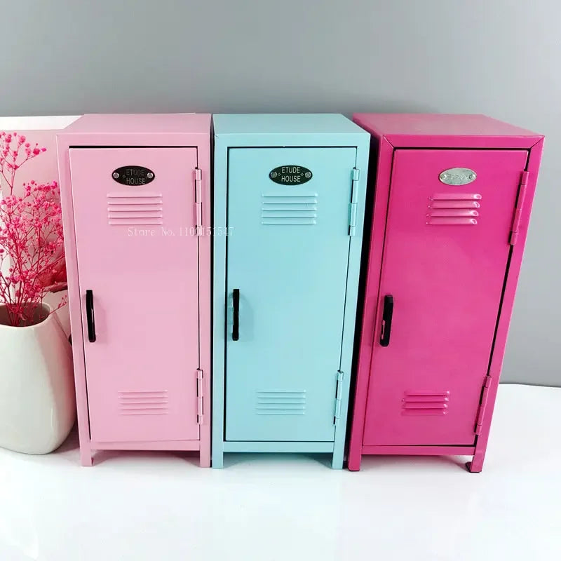 Iron Storage Box Dormitory Storage Cosmetics Paper Money Keys Bank Cards and Other Desktop Small Items Mini Locker Cabinet