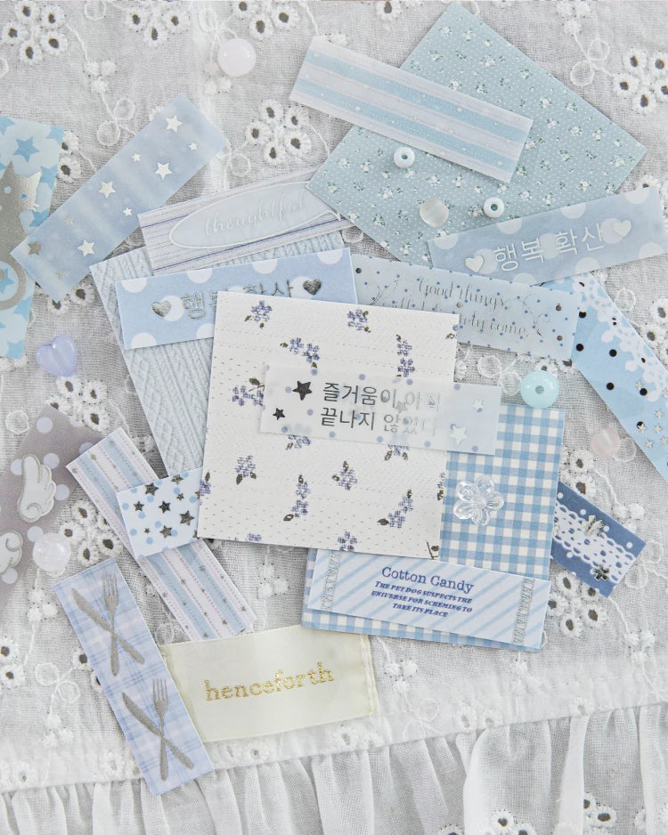 40pcs Plain Island Series Kawaii Basic Versatile Dual Material Hot Silver Stickers DIY Scrapbook Aesthetic Stationery Stickers