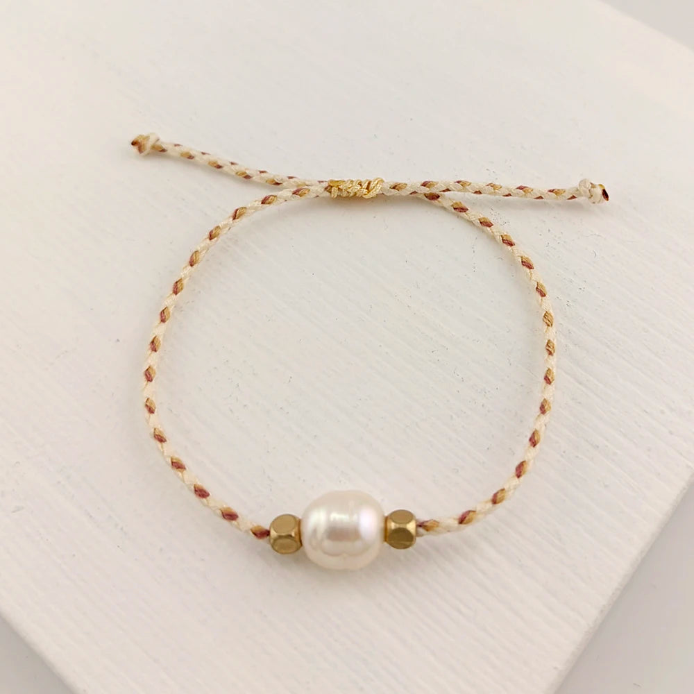 New Trending Woman Summer Jewelry Colorful Rope Thread Freshwater Pearl Bracelet 2024