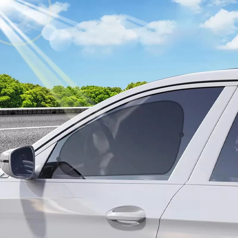 2pc Car Window Sunshade Cover Sun UV Protection Auto Front Rear Black Window Curtain Side Glass Mesh Sunshades Accessories