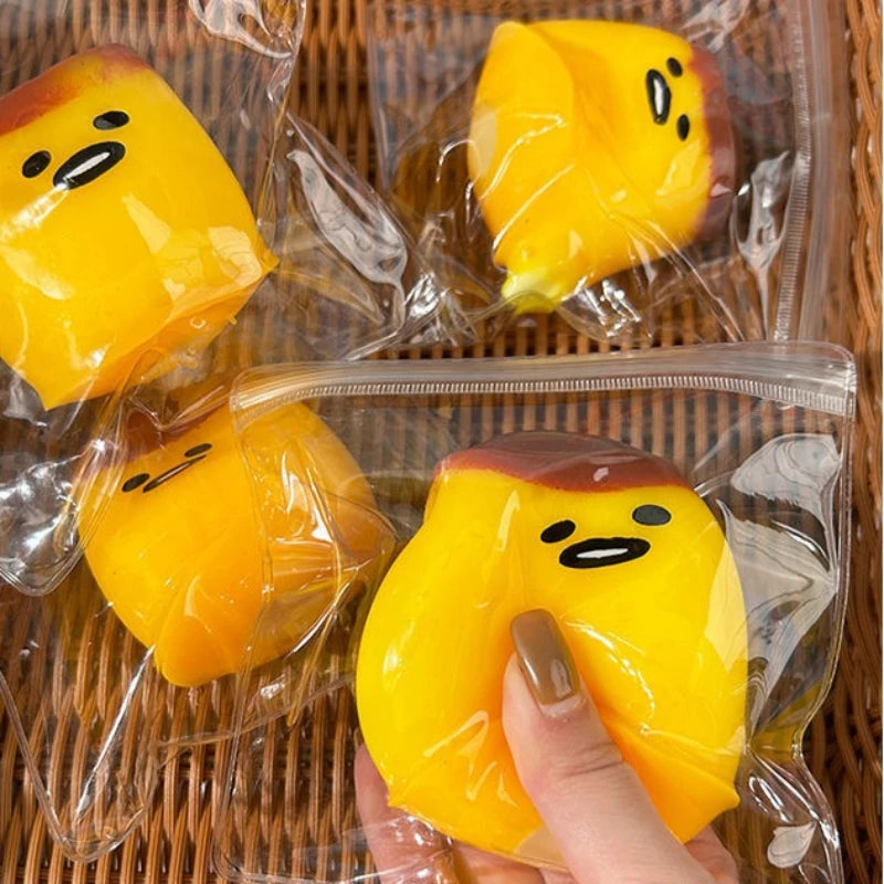 Squsihy Taba Fluid Printed Caramel Pudding Squeeze Toy Egg-shaped Squishy Toy Cute Slow-Rebound Egg Stress Relief Fidget Toy